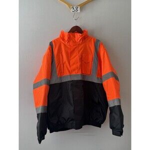 Leehanton Hi Vis Reflective Safety Jacket 2XL Orange Black Quilted Lined